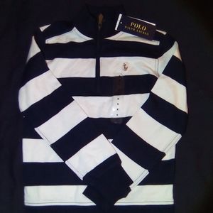 Polo by Ralph Lauren Boys Long Sleeve Zippered Striped Jersey Shirt Size 6